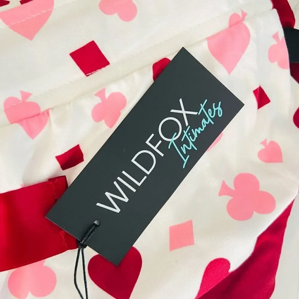 WILDFOX Love's a Gamble‎ Shorty Pajamas Set, 2 Piece, Red Hearts, XL, NWT